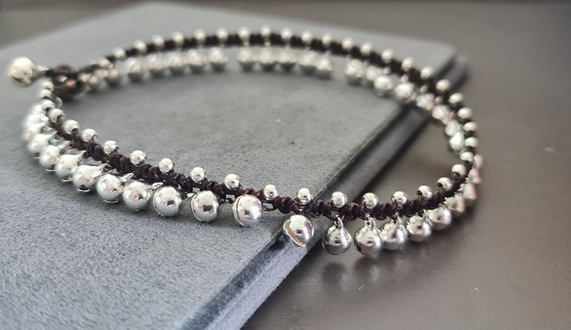 Jingling Jingling 6 mm Silver Bell Anklet Bracelet,Beaded Bracelet, Bell Anklet, Women Anklet, *The photo showing is 6mm bell*