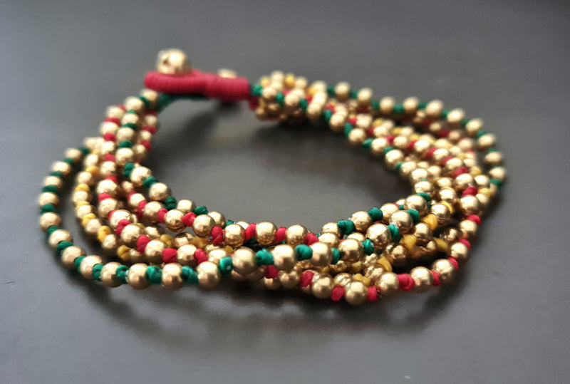 Reggae Brass Beaded Unisex Men Women Jewelry Hippie Bracelet, Beaded Bracelet, Brass Bracelets