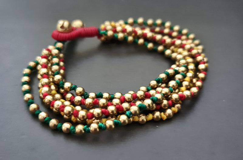 Reggae Brass Beaded Unisex Men Women Jewelry Hippie Bracelet, Beaded Bracelet, Brass Bracelets