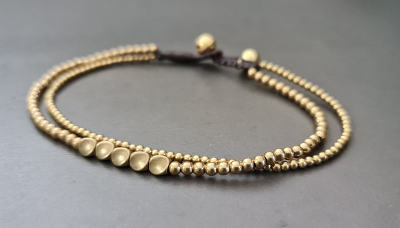 Twist Brass Beaded Chain Hobo Women Jewelry Bracelet Anklet, Women Anklet, Gift for Girls