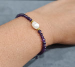 Adjustable Single Pearl Amethyst Women Jewelry Bracelet Anklets, Chain Bracelets, Gifts for girls