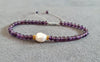 Adjustable Single Pearl Amethyst Women Jewelry Bracelet Anklets, Chain Bracelets, Gifts for girls