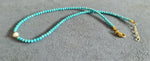 3mm Turquoise Natural Stone Single Pearl Chocker Women Necklace, Short Necklace, Gifts for Girls