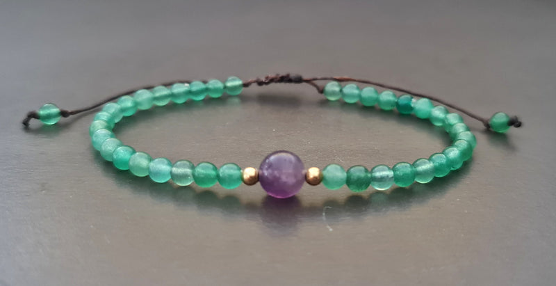 Single Amethyst Jade Natural Stone Adjustable Chain Bracelet Anklet Choker Necklace , Stone Bracelet, Unisex Bracelet, Chain Anklet