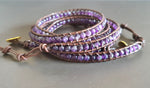 4 mm or 6mm  Amethyst Brown Leather Wrap Bracelet/Anklet,Leather Wrap, Unisex Bracelet, Men Bracelet, Women Bracelet