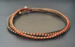 3 Wrap Chocolate Rust Brass Woven Unisex Wrap Bracelet/Necklace, Men Bracelets, Beaded Bracelets, Women Bracelets