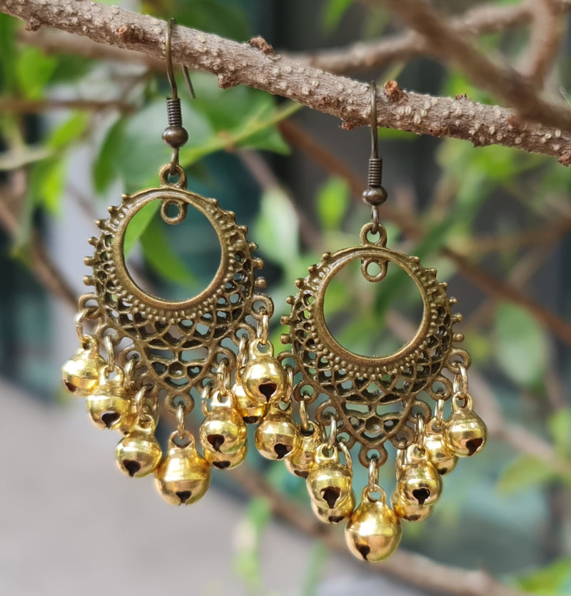 Bohemian Gold Bells Jingling Chandelier Dangle Earring,Women Earring, Gifts for Girls, Bells Earring