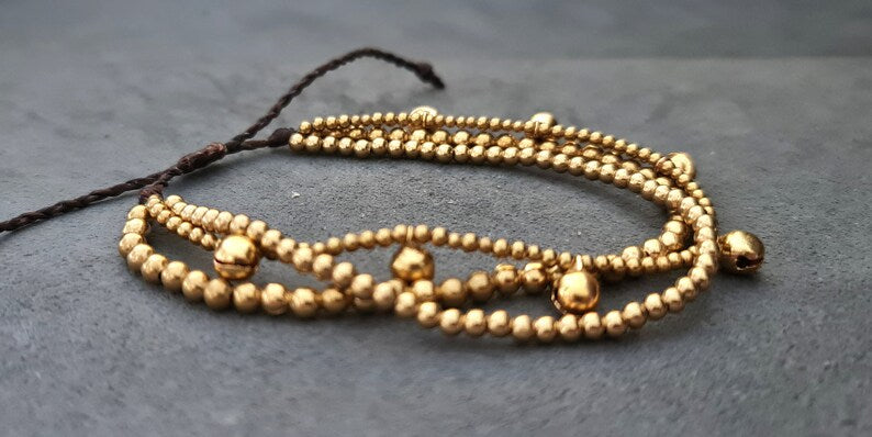 Adjustable Jingle Brass Beads Bells Hobo Women Girls Jewelry Bracelets, Gifts for girls, Moving Bracelets