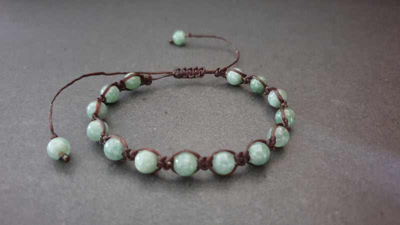 6 mm Jade Round Stone Beads Woven Wax Cord Adjustable Bracelet, Friendship Bracelet, Beads Bracelet