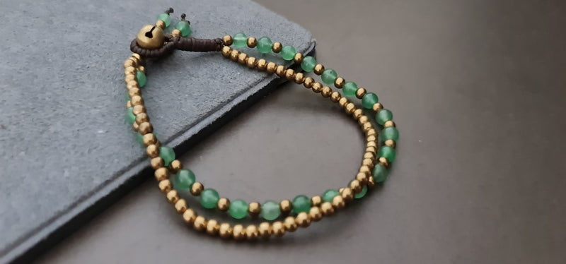 Round Jade Stone Brass Chain Bracelet Anklet, Chain Bracelet, Women Anklet, Chip Anklet,Brass Chain , Beaded Bracelet