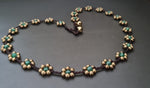 Flower Jade Round Stone Brass Necklace,Women Necklace,Beaded Necklace