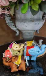 Set of 5 Thai Silk  Elephant Keychain Bag Keyring Holder