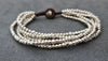 Faceted 5 Chain Silver Beaded Metal Bracelet, Bead Bracelet Anklet, Silver Bracelets, Unisex Bracelets