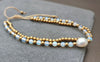 Bohemian Double Chain 4 mm Stone Single Pearl Brass Beads Women Jewelry Anklet Bracelet, Beaded Bracelet, Pearl Bracelets