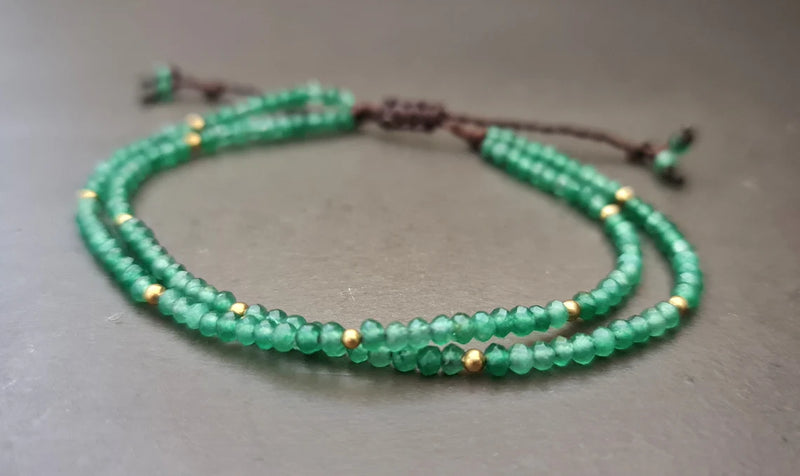 Adjustable Faceted Green Jade Chain Brass Gold Women Jewelry Bracelet, Unisex Bracelets, Jade Bracelet