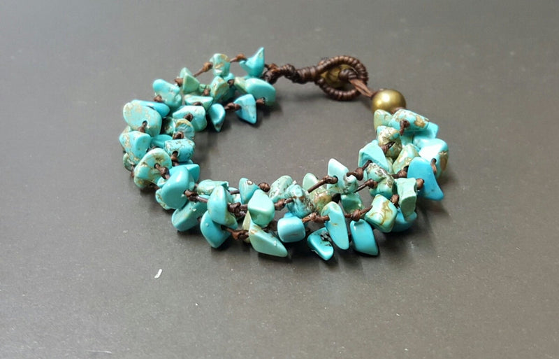 4 Strand Chip Turquoise Chain Bracelet Women Jewelry,Stone Bracelet,Women Bracelets