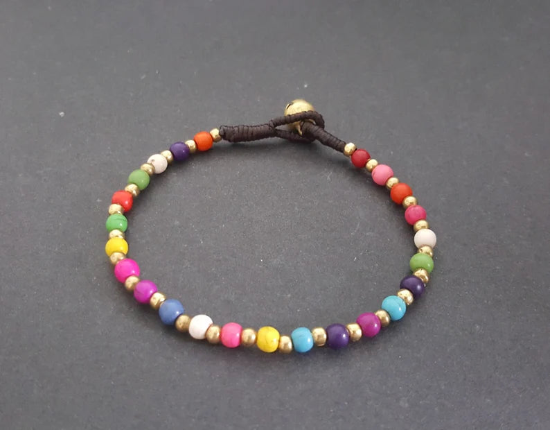 Colorful Howlite Beads Chain Bracelet Anklet, Beaded Bracelet, Howlite Anklet, Colorful Anklet