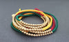 3 Wrap Snake Knot Reggae Brass Bead Bracelet/Necklace