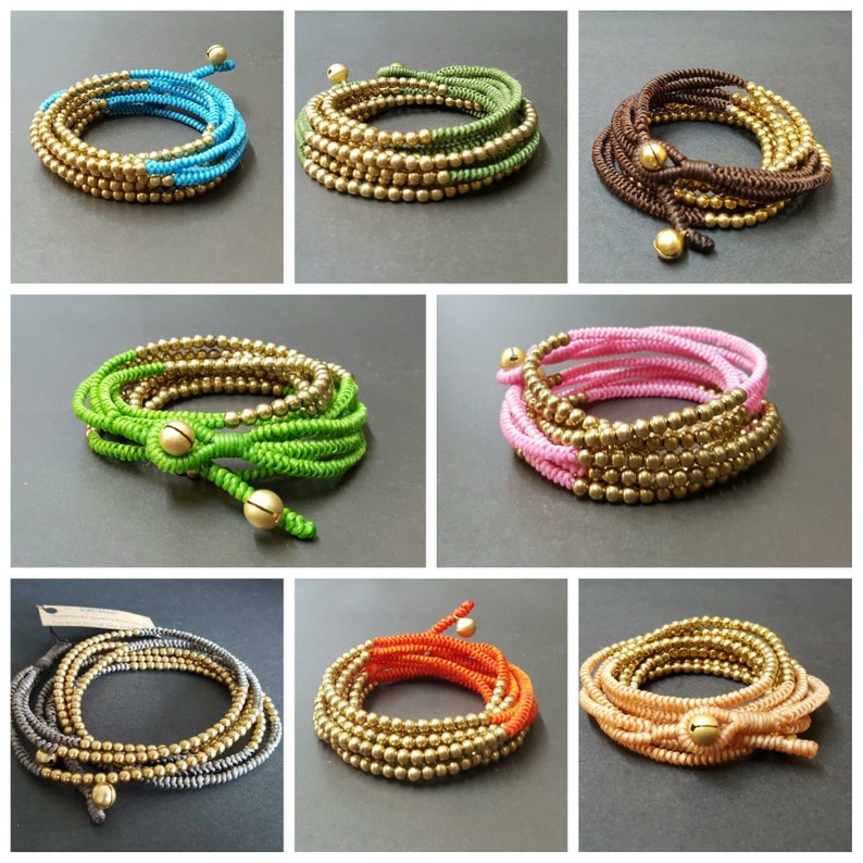 Wrap Color Wax Cord Brass Bracelet/Necklace,Unisex Bracelet,Wrap Bracelet,Women Bracelet