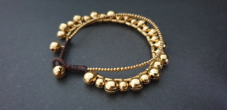 Belly Dance Classic Gold Brass Anklet,Beaded Anklet, Beads Bracelet, Metal Beads,Women Anklet