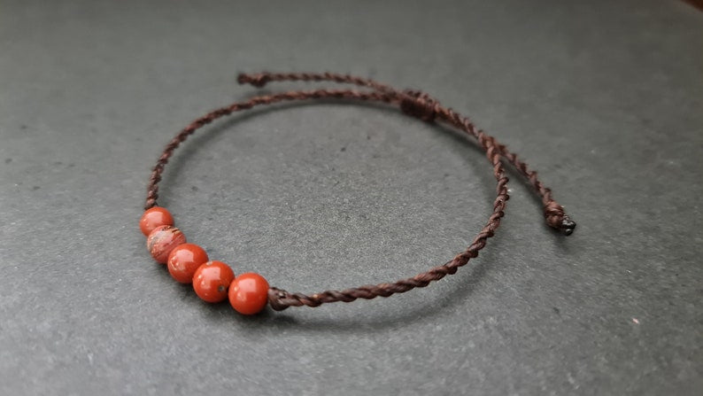6mm Stone Handmade Adjustable Bracelet, Beads Bracelet