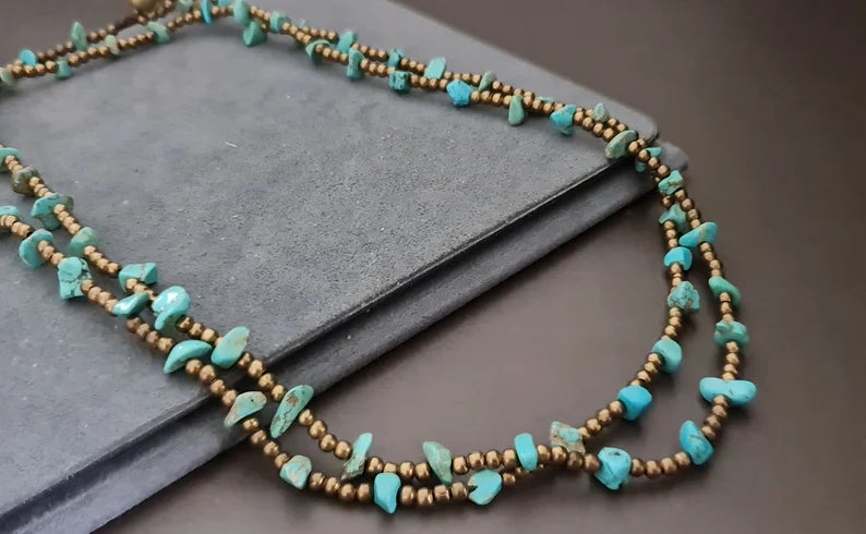 Women Jewelry Turquoise Single Chain Necklace , Long Necklace, chain Necklace
