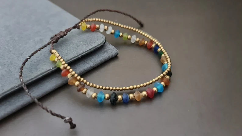 Handmade Adjustable Women Bracelet Glass Beads, Wrap Bracelets,Beads Bracelet