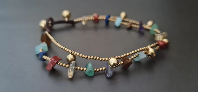 Women Jewelry Chakra Brass Chain Stone Bracelet Anklet, Beaded Bracelet,Women Bracelets