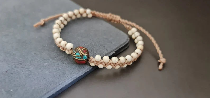 Single Nepal Bead Bone Howlite Elegant Unisex Bracelet, Women Bracelet