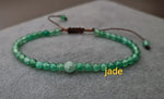 Round Stone Adjustable Chain Jade Bracelet Anklet Choker Necklace , Stone Bracelet, Unisex Bracelet, Chain Anklet