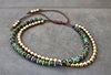 Azurite Malachite Beaded Brass Chain Adjustable Women Men Jewelry Bracelet Anklet, Moving Anklet, Girl Bracelets