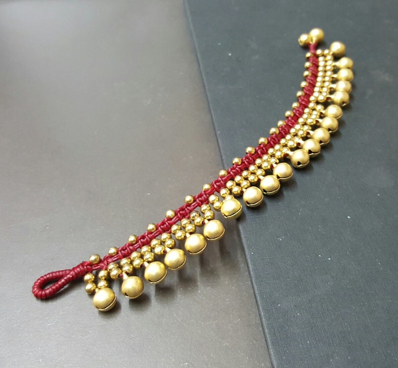 Jingling Belly Red Brass Bracelet Anklet,Beaded Anklet,Women Bracelet