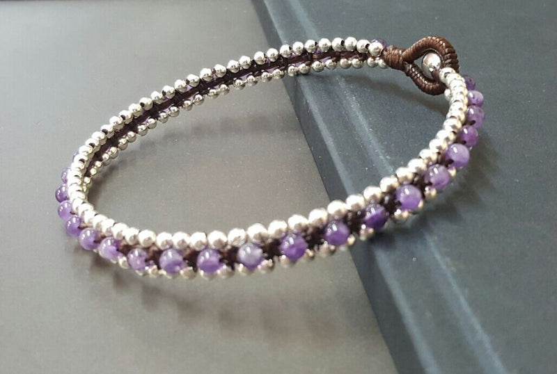 Purple Gemstone Amethyst Crystal Bracelet for Women Men Natural Healing at  Rs 225/piece in Khambhat