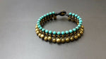 Triple Layer Jingling Turquoise Bracelet Anklet, Women Bracelet, Brass Bell,Gift Bracelet